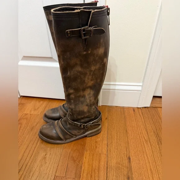 Freebird by Steven OG Roadie Distressed Black and Brown Combat Boots - Picture 3 of 6